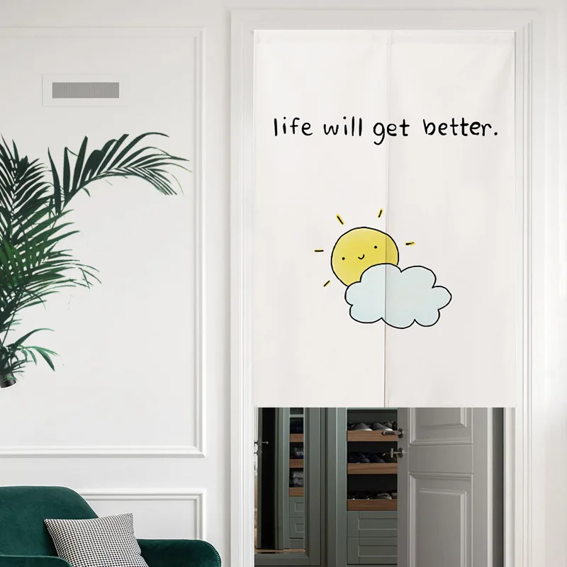 Nordic Minimalism changing room Curtain Privacy Partition Doorway Curtains Kitchen Entrance Noren Linen Hanging Half-curtain