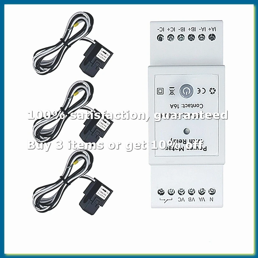 Tuya Smart WiFi 3 Phase Energy Monitor with 80A Clamp CT Bidirectionl App Monitor Power Consumed&Electricity Statistics-WDL