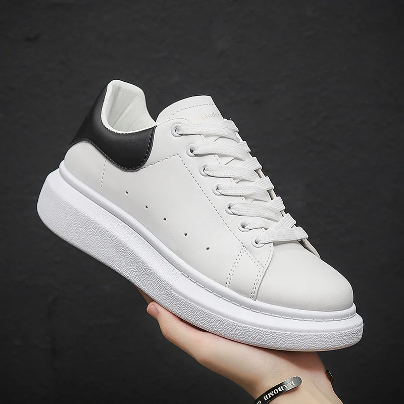Men's Sports Leather Sneakers Thick Soled Shoes Height Increasing Flat Bottomed Driving Loafers Footwear Shoes