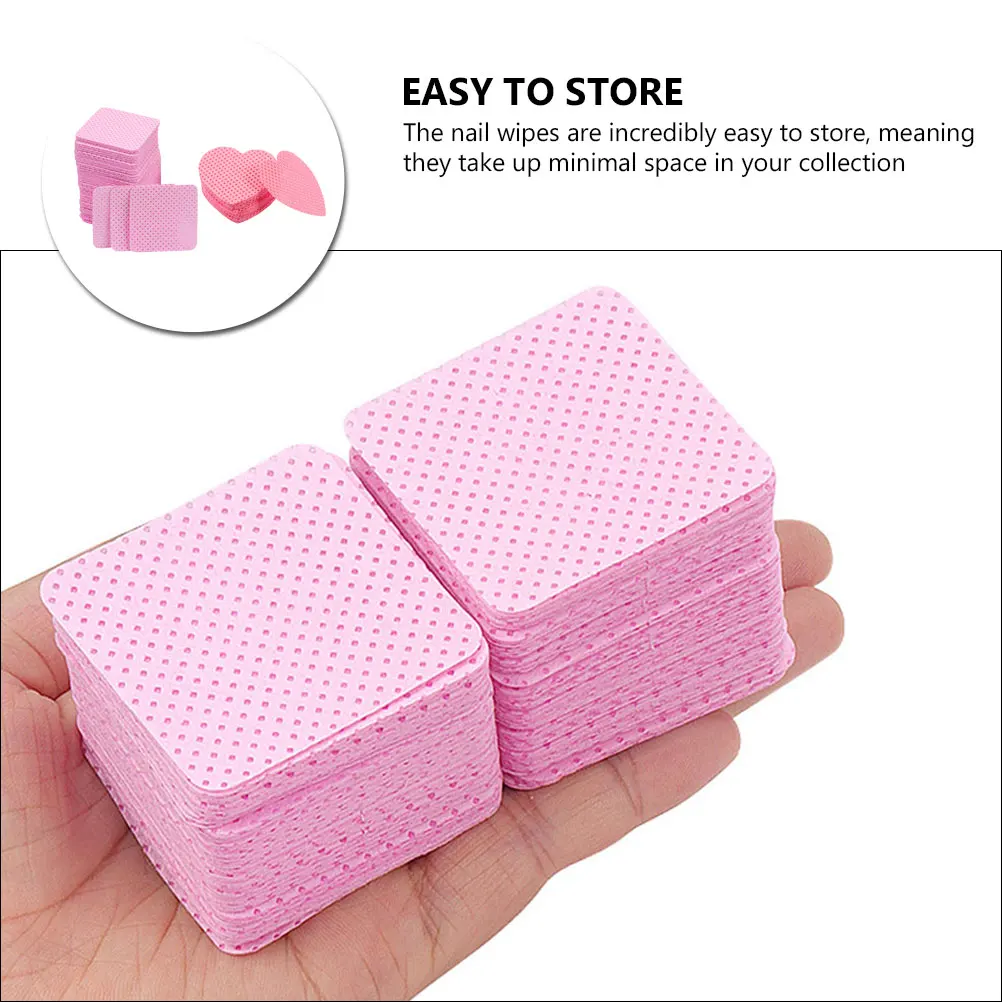 

400pcs Cleaning Pads Cotton Nail Wipes Heart Shaped Pink Gel Remover Glue Absorbent Travel Size Accessories