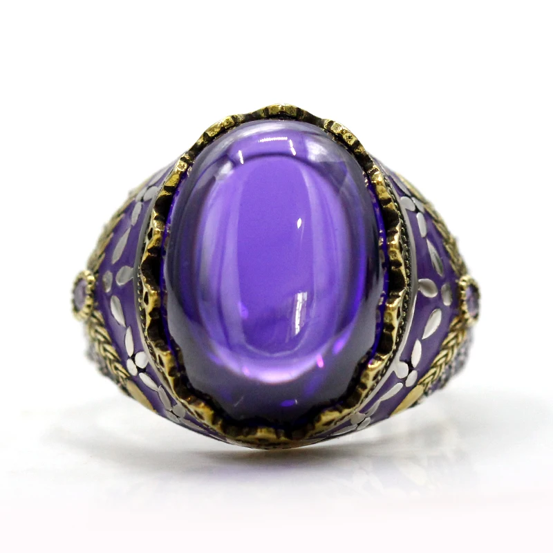 خاتم فضي للرجال والنساء ، 925 فضي ، سلع فاخرة ، مجوهرات ، زيركون أرجواني ، مجوهرات أنيقة #5