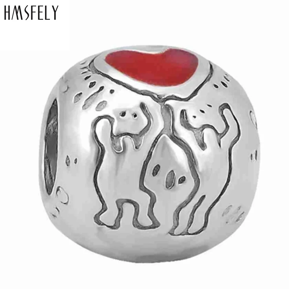 

HMSFELY Round Ball Love Design Beads For Charm Women Bracelet Jewelry Making Accessories Bead 316l Stainless Steel Beads