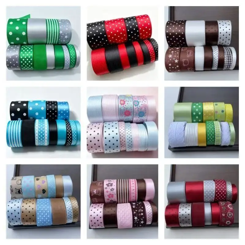 10PC Mixed Korean-Style Ribbon Set Polka Dot Lace Handmade Bow Hair Accessories Gift Packaging DIY Material Decorations Ins Gift