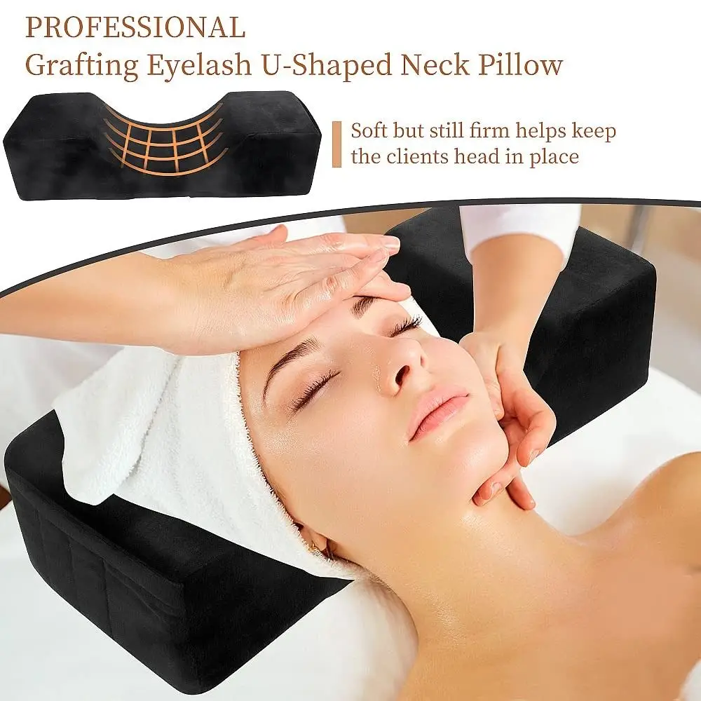 

Comfortable Foam Eyelash Extension Pillow U Shaped Neck Support Velvet Lash Pillow Lash Extension Pillow With Pocket Soft Pillow