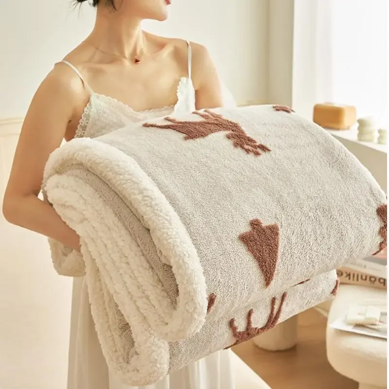 Winter Blanket Thickened Warm Lamb Wool Leisure Blanket Home Warm Thick Soft Bed Cover Knee For Office Sofa Microfiber Bedding