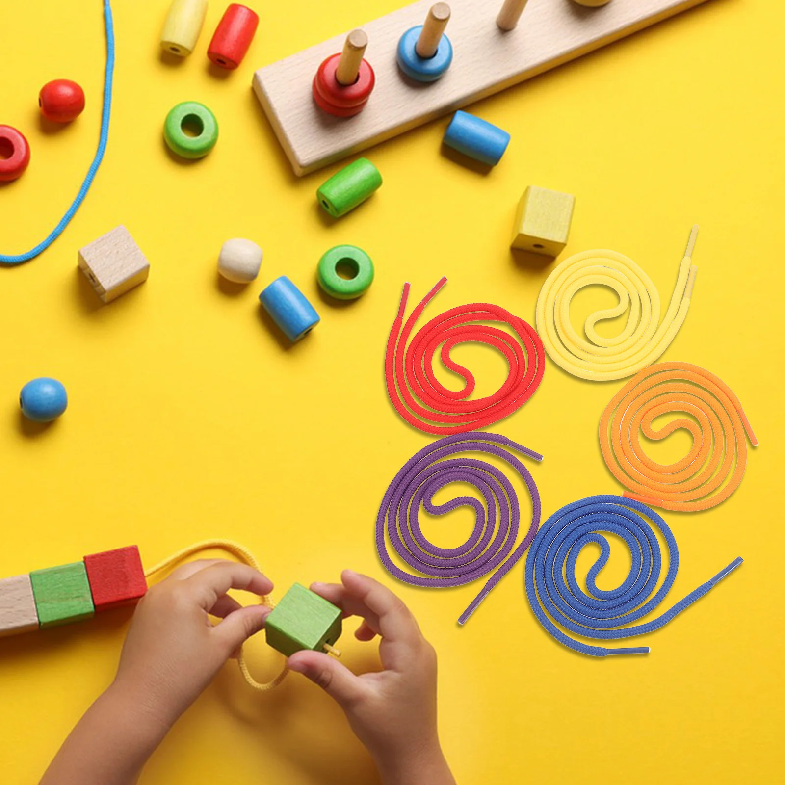 50 Piezas de Accesorios para Enhebrar Cordones, Cuentas Coloridas, Juego de Aprendizaje Temprano para Niños Pequeños, Práctica de Atar Cordones, Motricidad Fina