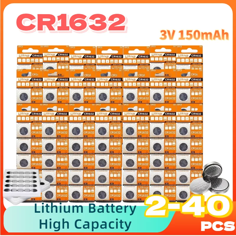 CR1632 3 فولت 150 مللي أمبير بطاريات خلايا العملة CR 1632 DL1632 BR1632 LM1632 ECR1632 بطارية ليثيوم زر لمشاهدة مفتاح السيارة عن بعد