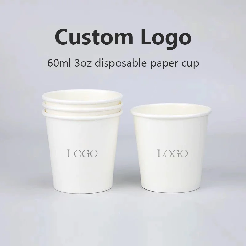 

1000pcs 3oz 60ml Disposable Paper Cups - Custom Logo Printed Bulk Coffee Cups, Thickened Hot/Cold Drink Containe