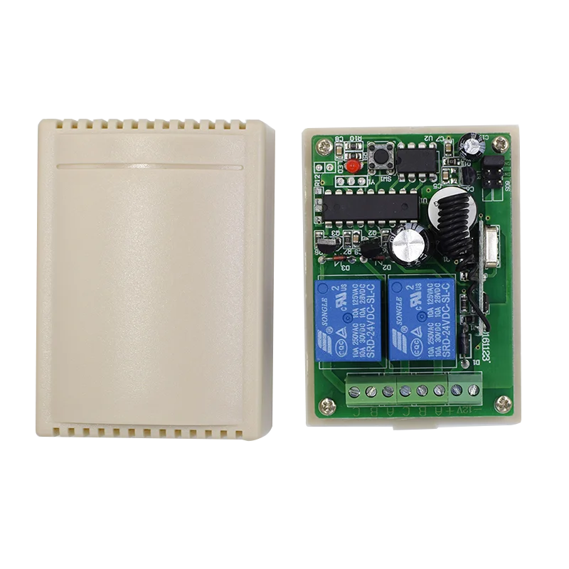 Universal Remote Control 433MHz RF Wireless Switch DC 24V 2Ch Relay Receiver and Transmitter for Lamp Garage Door Motor