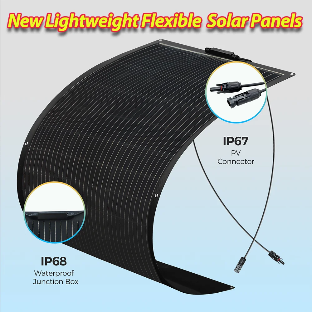 12V Solarpanel 100W Flexibles Solarpanel Monokristallin für Wohnmobil, Boot, Kabine, Off-Grid 12V Batterieladesystem, Wasserdicht