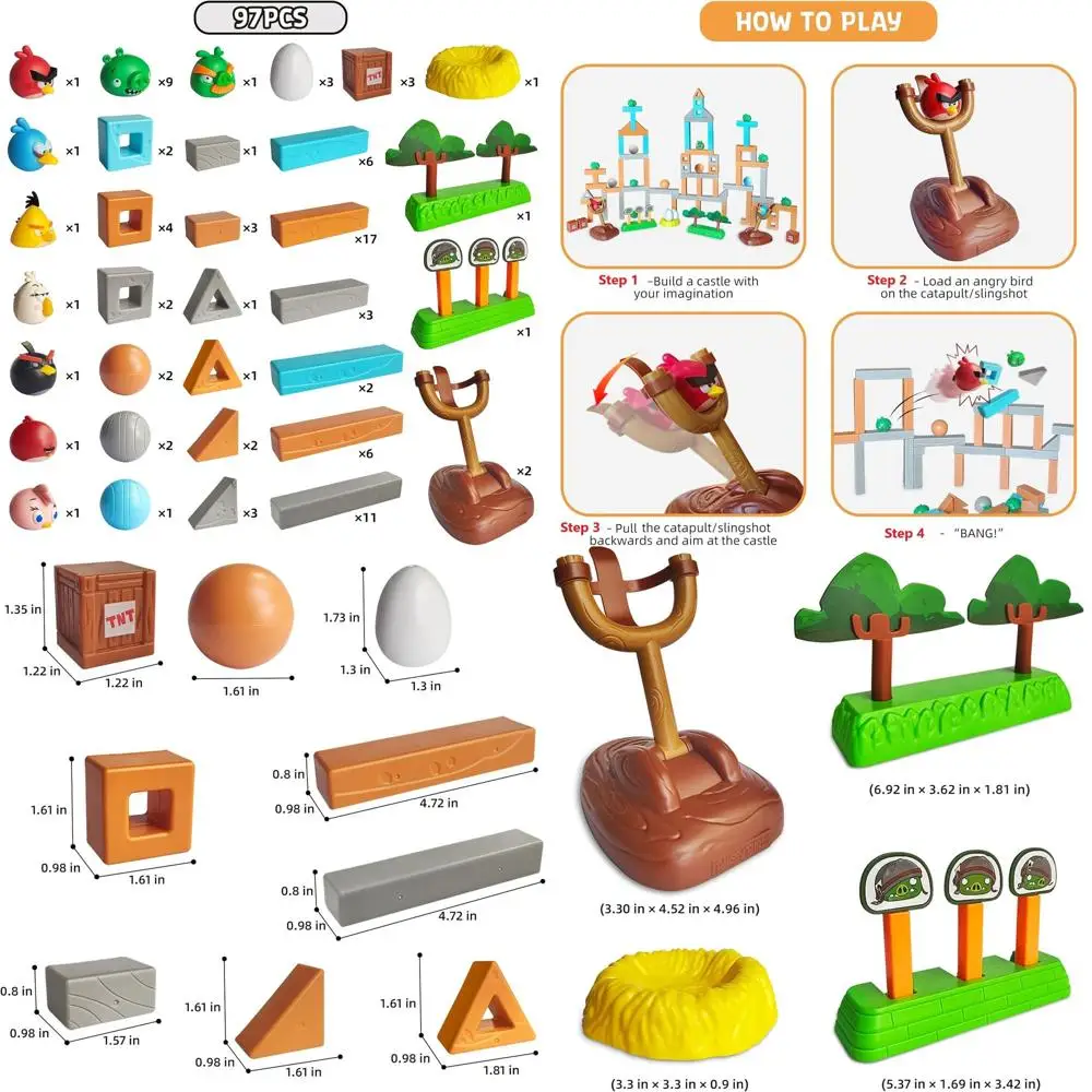 แองกรี้เบิร์ดส์ พิกซิตี้ สไตรค์ 2:ชุดตัวต่อ 97 ชิ้น พร้อมหนังสติ๊กและเครื่องยิงลูกธนูสำหรับการผจญภัยในอวกาศ