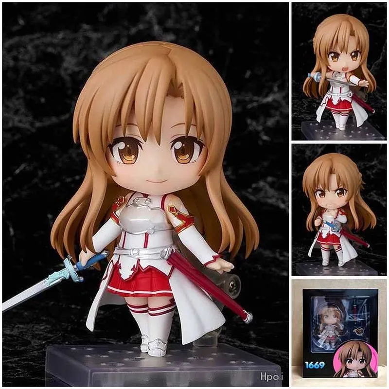 Q Version Nendoroid Sword Art Online Nendoroid 1669 Asuna Movable Face-Changing Figure Model Kit Collectible Toys Surprise Gift