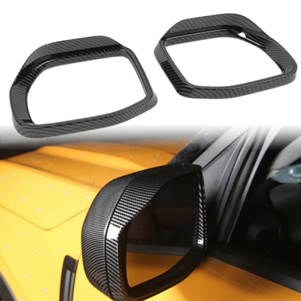 

Pair Car Rear View Mirror Cover Rain Shield Visor for Ford Maverick 2022 2023 2024 2025 2026 LHD Carbon Fiber Black Silver