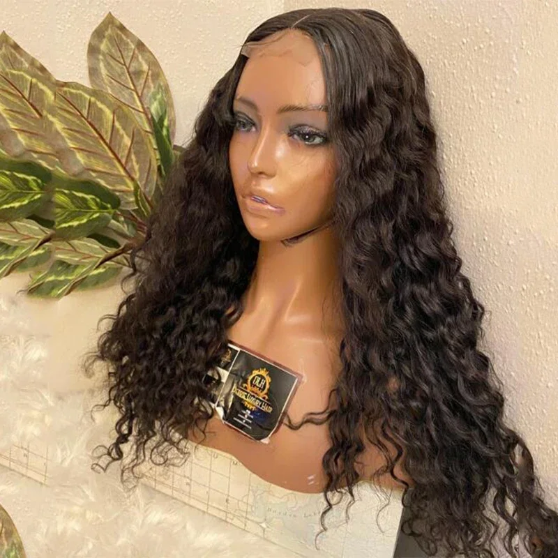 

26Inch Natural Black Soft 180Density Long Kinky Curly Lace Front Wig For Women BabyHair Heat Resistant Glueless Preplucked Daily