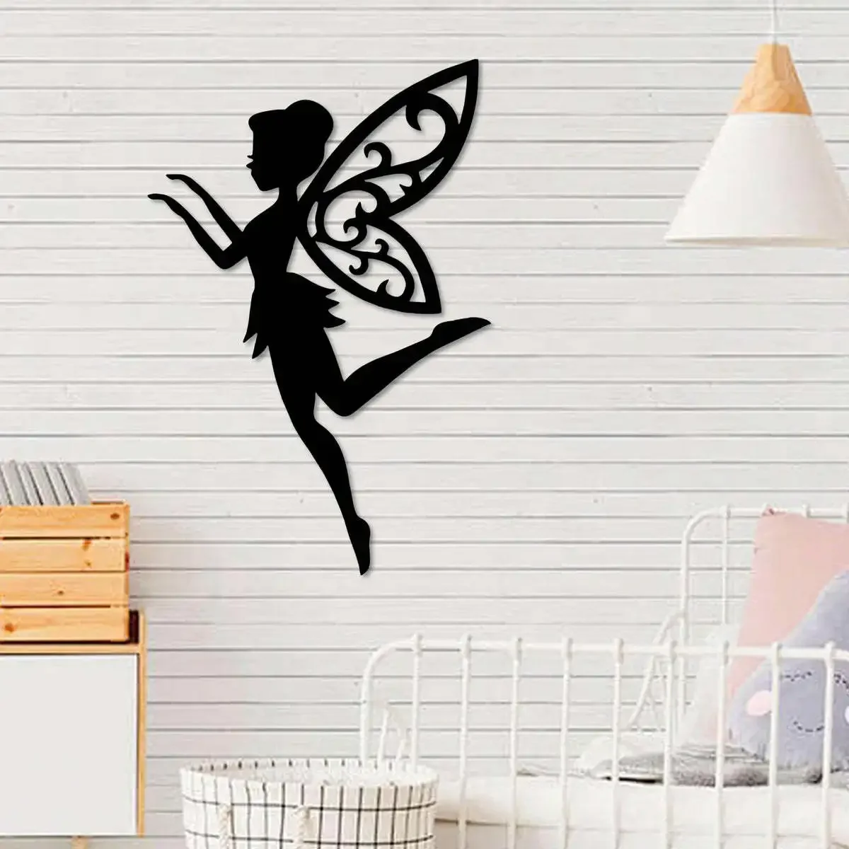 

Elf mural metal wall decoration, wrought iron hollow silhouette pendant, living room bedroom home decoration crafts