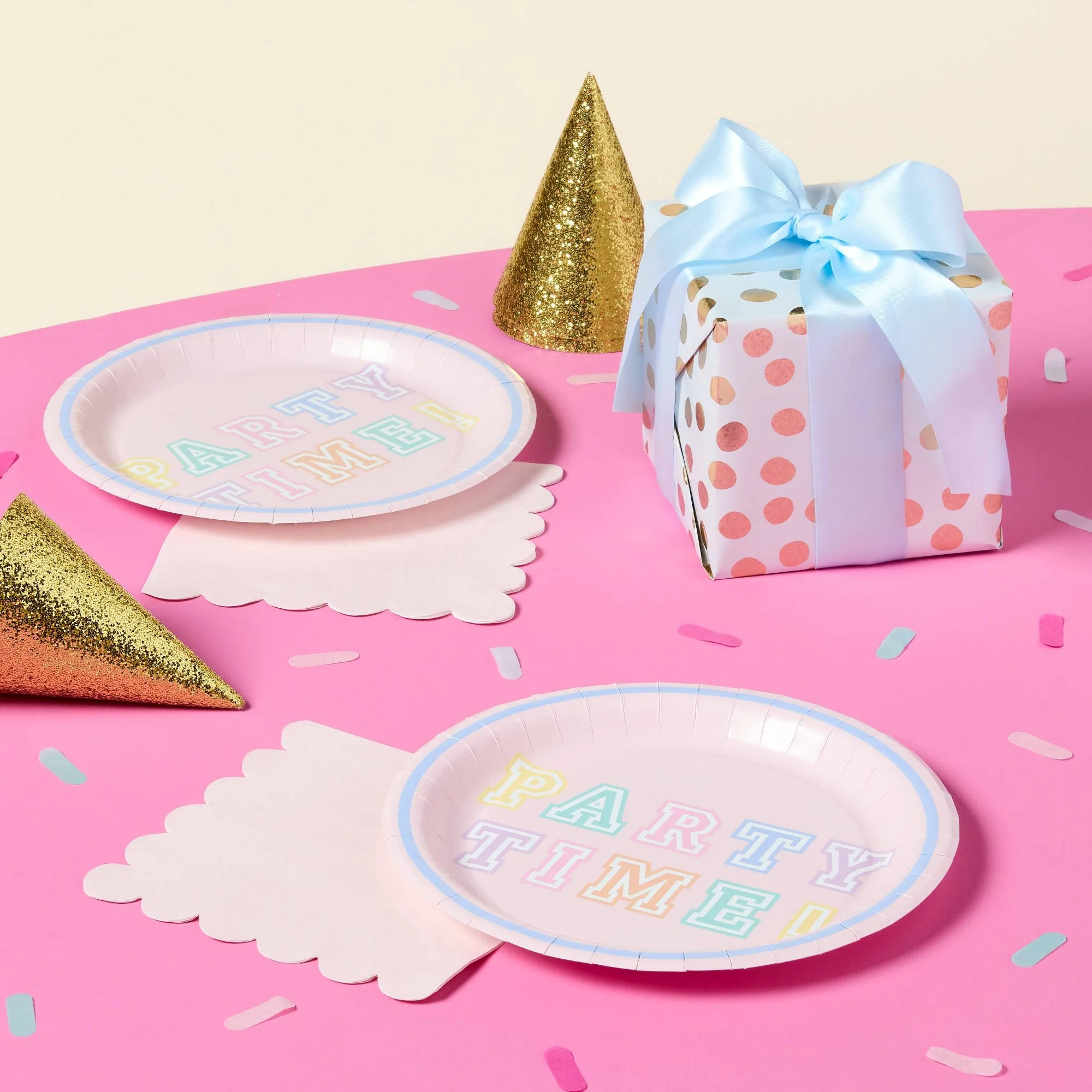 20ct Preppy Birthday Dinner Paper Plates, Colorful Party Time Disposable Tableware For Cake And Snacks