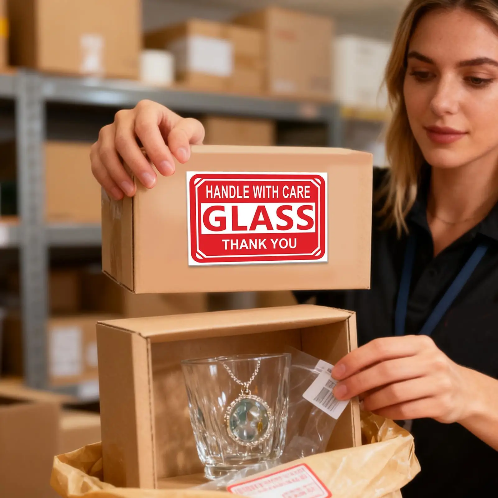 تسميات هشة 250 قطعة لاصقة التعبئة لفة الشريط شريط هش للشحن لصناديق أطباق الأعمال المواد المطبخ الزجاجي