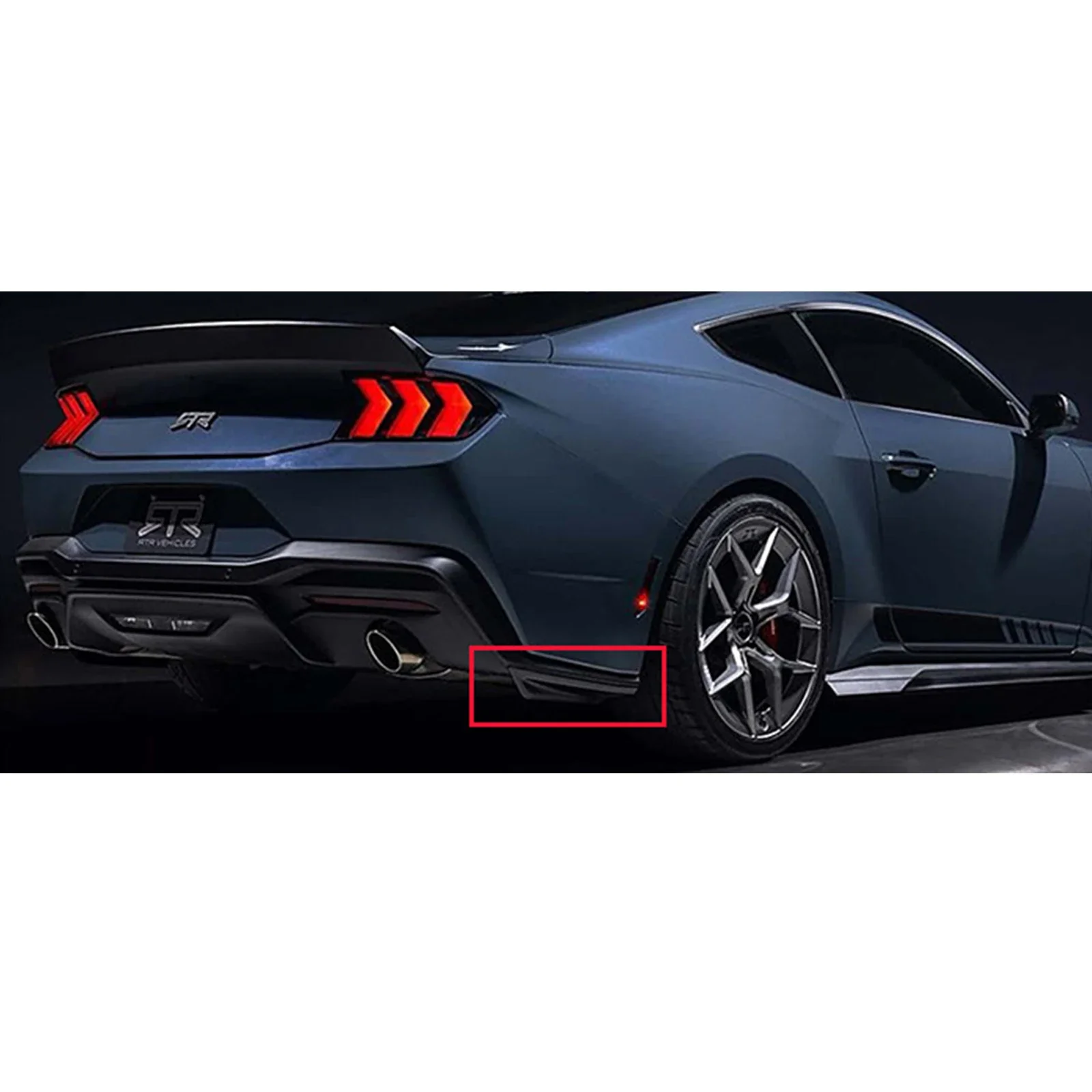 For Ford Mustang S650 GT Ecoboost 2024 2025 RTR Style Rear Bumper Lower Side Corner Spoiler Lower Guard Diffuser Splitter