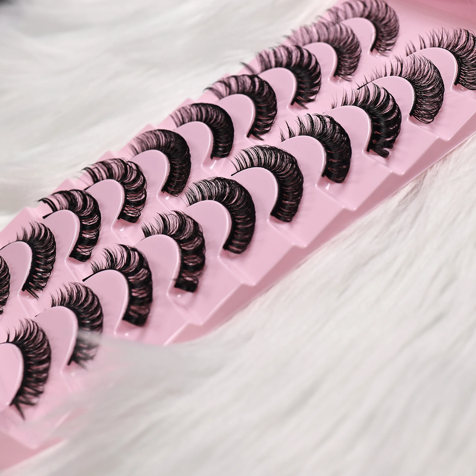 10 paia di ciglia finte russe D Curl, ciglia finte morbide e riutilizzabili per principianti per la festa quotidiana