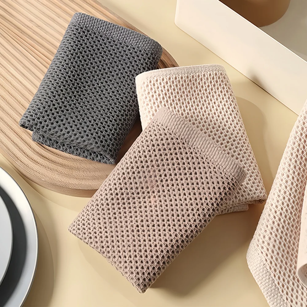 2/6Pcs Pure Cotton Rag Towel Dishcloth Honeycomb Grid Soft Absorbent Breathable Quick-drying Lint-free Home Kitchen CleaningTool