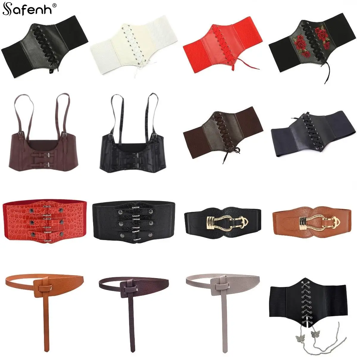 20tysles Sexy Leather Elastic Wide Band Waist Belt Waspie Corset Cinch Underbust Waistcoat Wide Cincher With Buckle Cummerbund