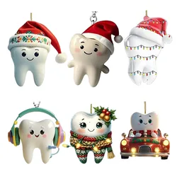 Christmas Teeth Shape Pendant New Year Christmas Party Decoration Pendant, Christmas Tree Decoration Dental Gift 7.6cm/2.99inch