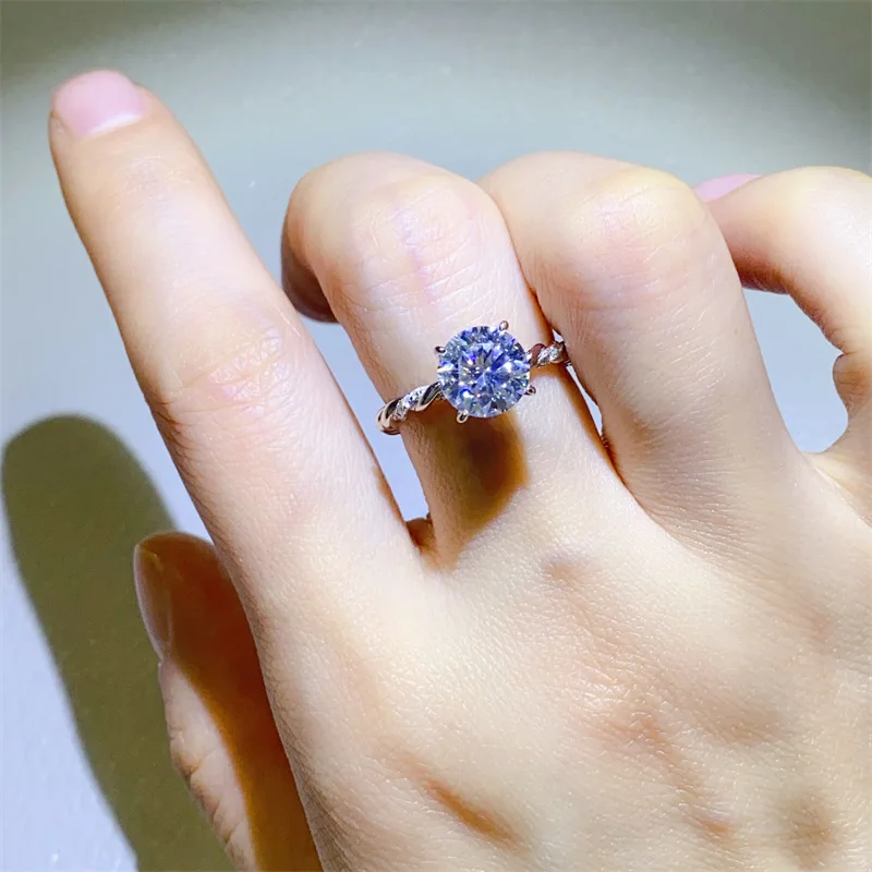 Luxury Platinum Solid Platinum PT950 Women's Ring Diamond D Color 2-carat Proposal Wedding Anniversary 18K