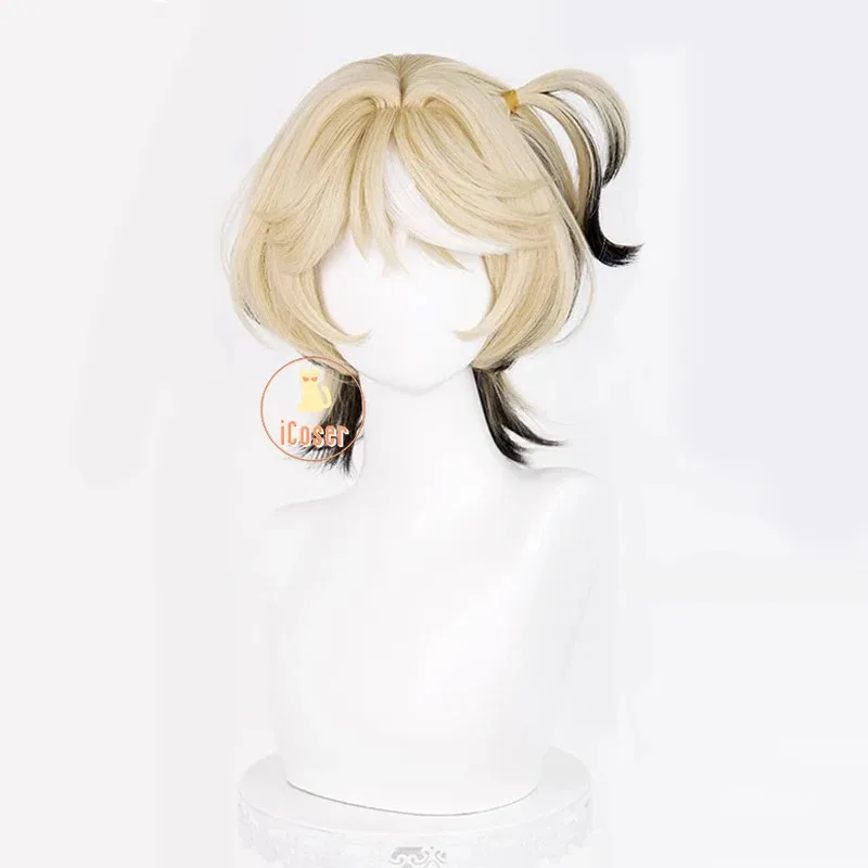 

asdh8@Identity V Tracy Reznik Lock Core Cosplay Wig Mechanic Blonde Black Short Hair Heartlock Halloween Party for Women Carniva