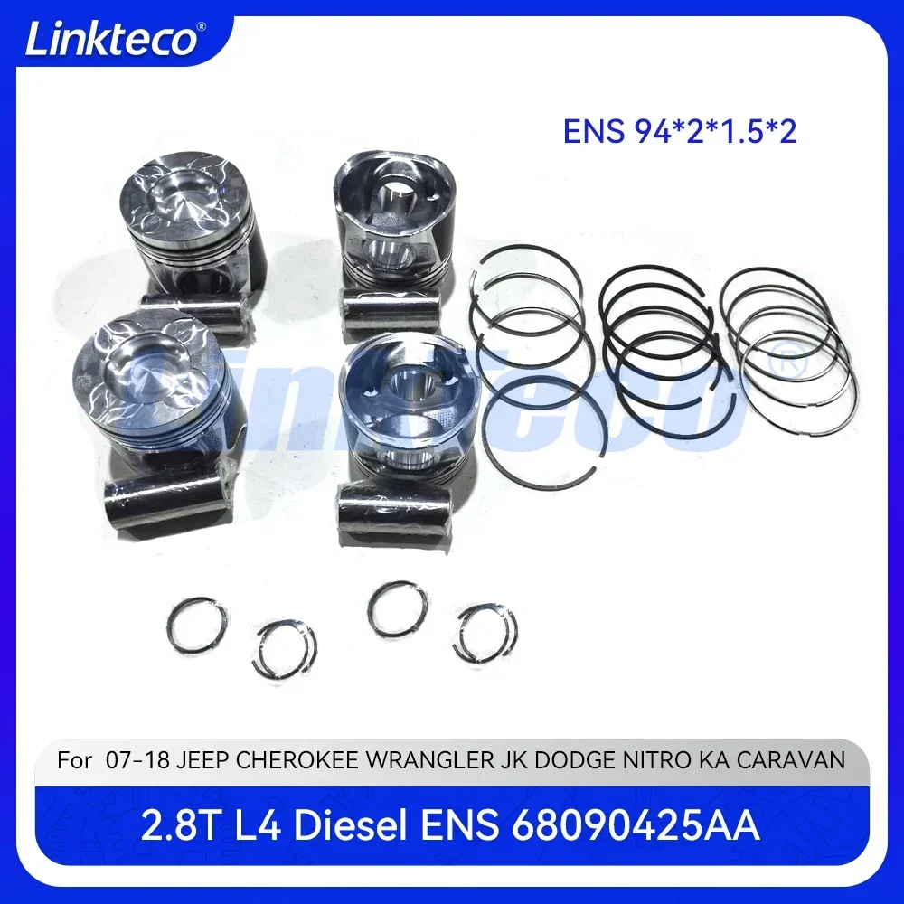 

Engine Piston & Ring Set Fit 2.8 T L L4 Diesel ENS For 07-18 JEEP WRANGLER CHEROKEE CHRYSLER VOYAGER DODGE GRAND CARAVAN 2.8T