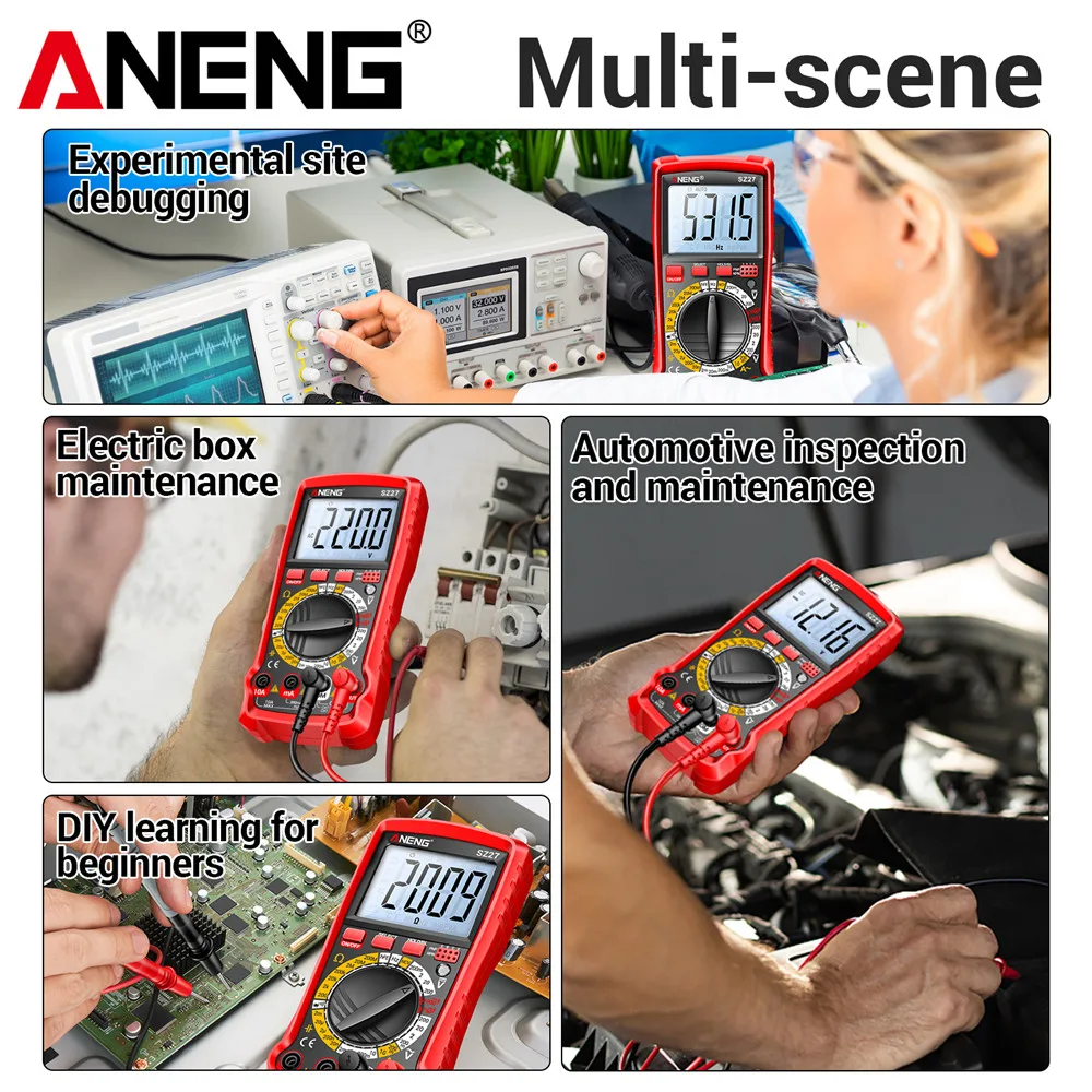 ANENG SZ27 Multimeter 1999 Count Digital AC/DC Voltage Current Tester Ohm Hz Diode Transistor NCV Capacitance Resistance Tester