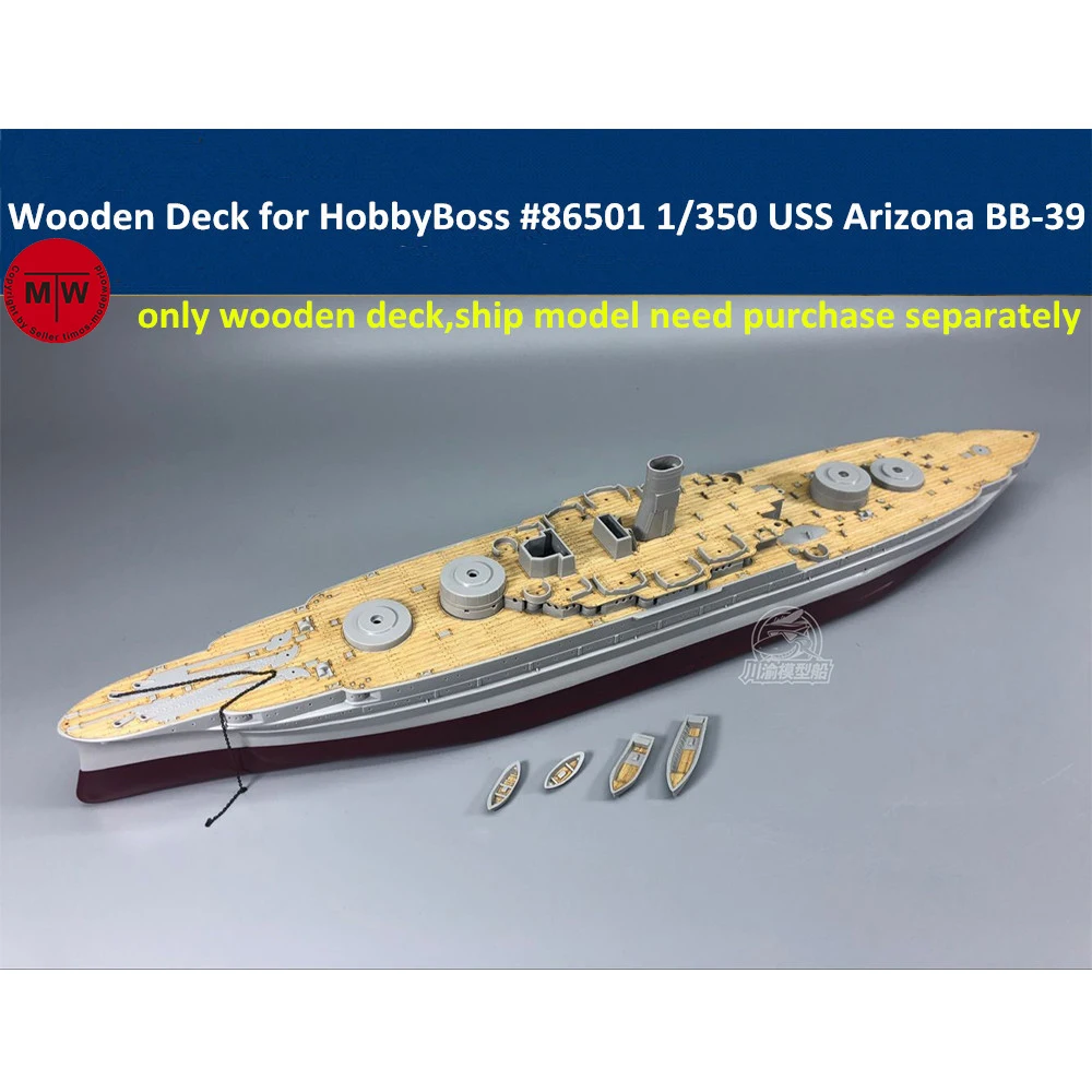 1/350 Scale Upgrade Set for HobbyBoss 86501 USS Arizona BB-39 1941 Battleship Model CY350046Z (Wooden Deck Metal Barrel PE Sheet