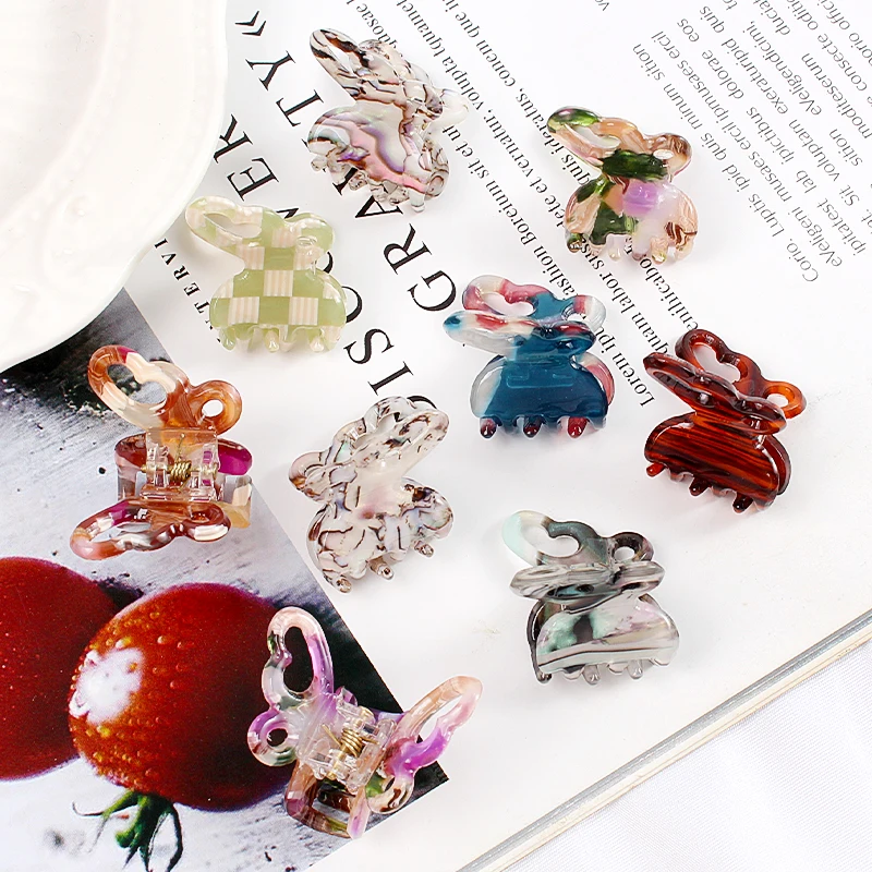 2pcs Korean Acetate Crab Claws Butterfly Cute Mini Sweet Girl Children Barrettes Hairpin Fashion Hair Clips for Kids