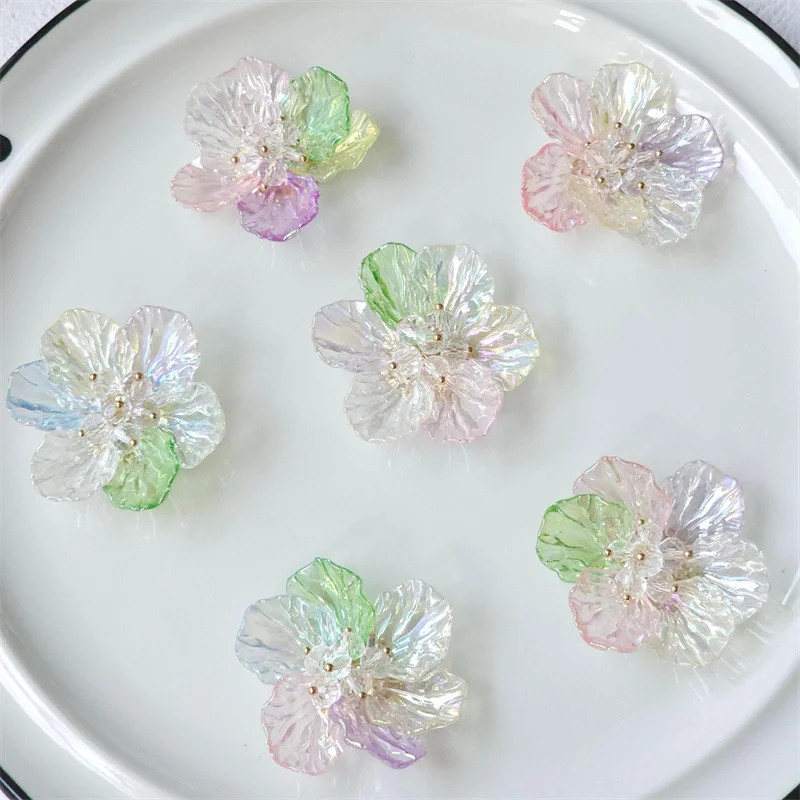 夏スタイル-40-ピース-ロットカラープラスチック花びら装飾手作り花ビーズ-diy-ジュエリー衣服ヘアアクセサリー