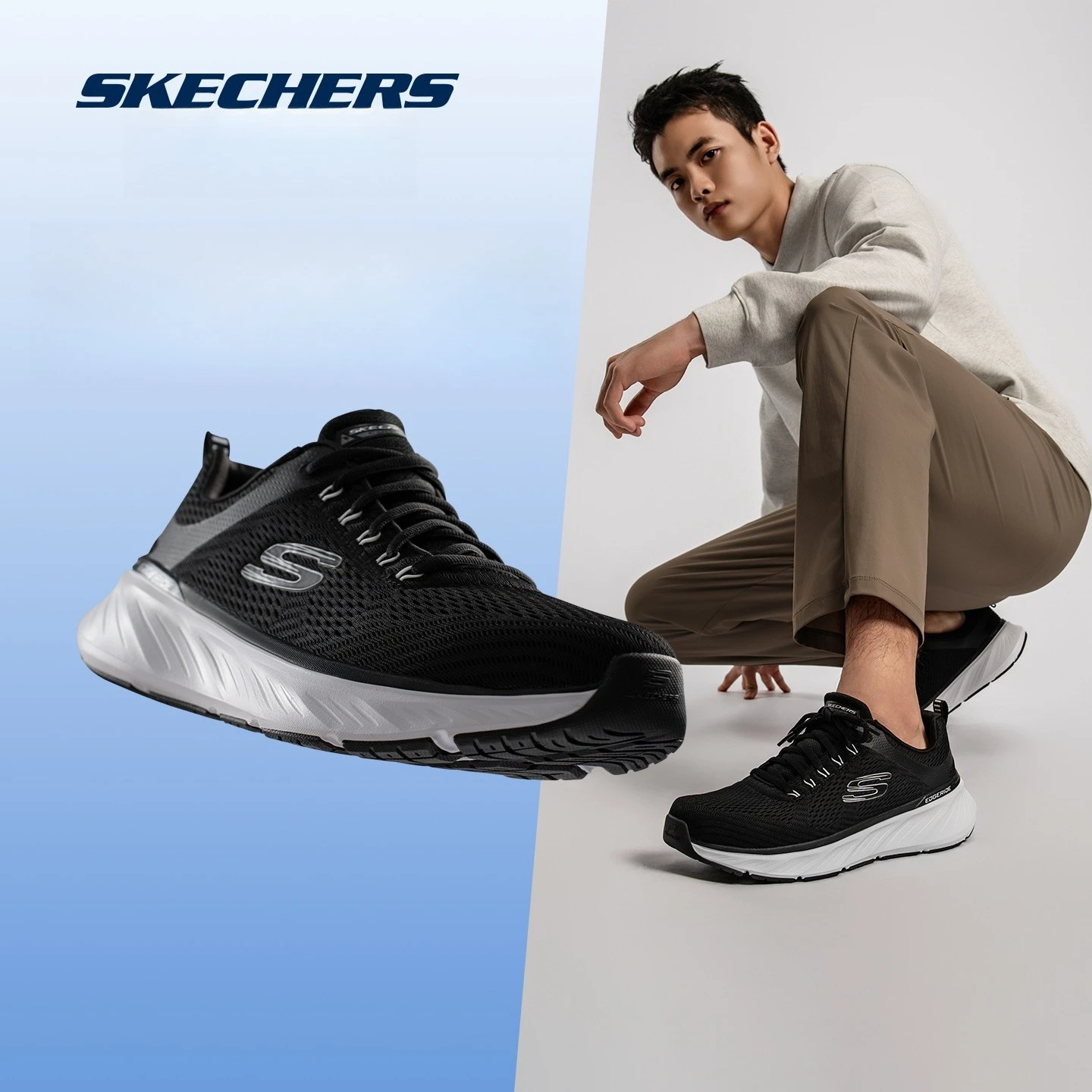 Skechers Zapatillas de correr para hombre 2025 Nuevos zapatos deportivos ligeros y transpirables que absorben los golpes de verano  Уkta 킹 skechers hombre