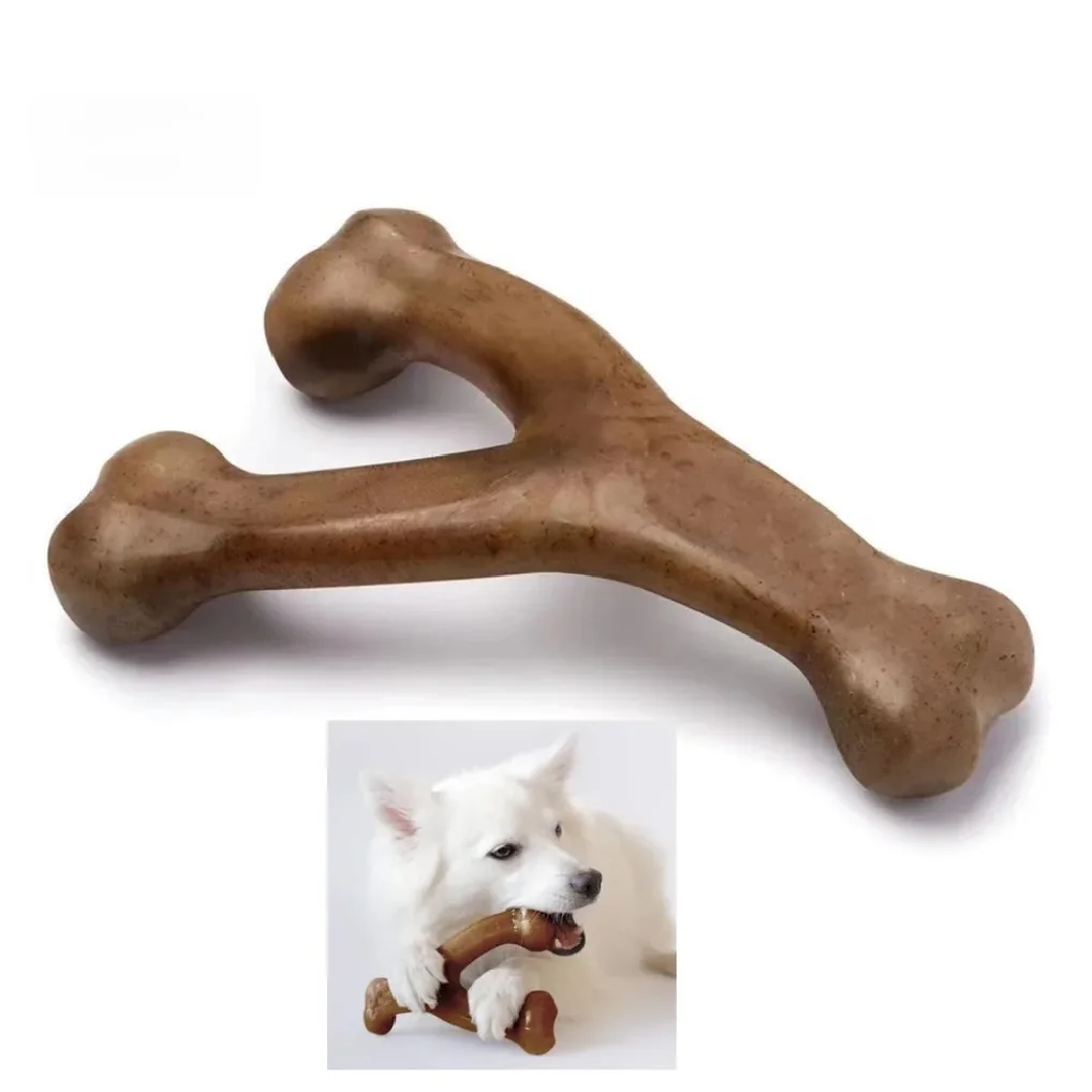 

1pc Durable Bone Dog Chew Toy for Aggressive Chewers Real Bacon Flavored Nylon Made in Medium Size Dog Dental Health