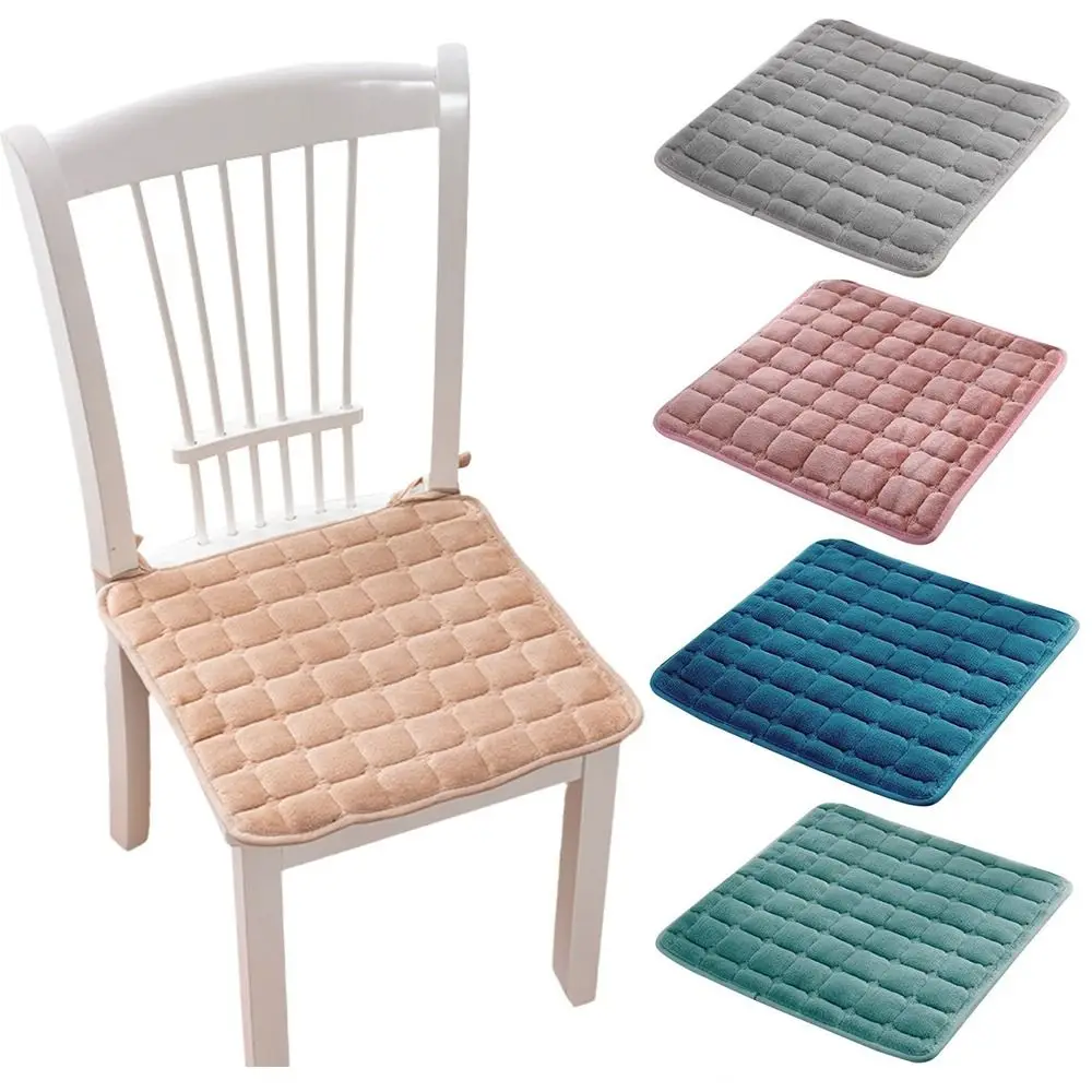 Durable 45x45cm Seat Cushion Plus Velvet Non Slip Car Seat Pad Flannel Square Student Chair Pad Office Home Decor