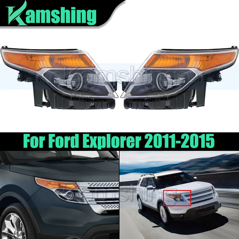 1pair US Version Front Bumper Headlight For Ford Explorer 2011-2015 Headlamp Head Lamp Head Light BB5Z13008N