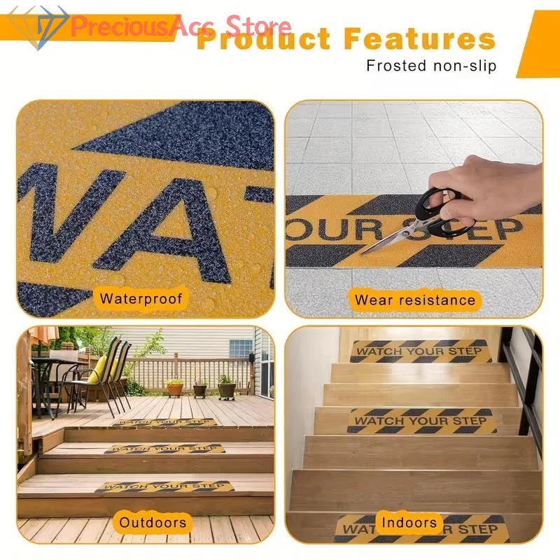.New Sale-1/2/4 PCS Stair Safety Sign Stickers  Visual Staircase Decals for Hospital Factory Office Use Prevent Slips and Falls