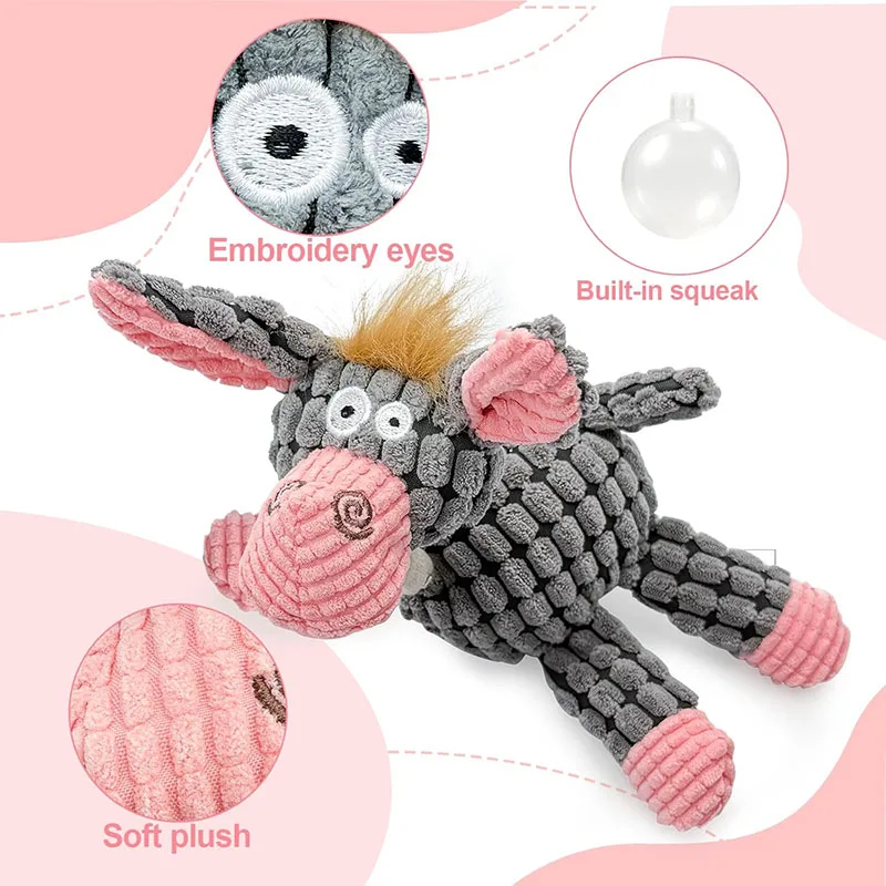 Kenjac - Stuffed Animal Plush Dog Toy with Squeakers, Aggressive Chew Toys for Small Medium Large Dogs Pet Products image 5