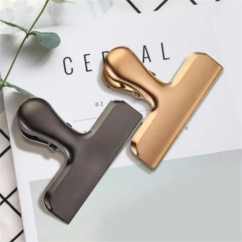 Excellent Paper Clamp Stainless Steel Sealing Clip Labour-saving Document Drawing Board Clip T Clip  Food Preservation