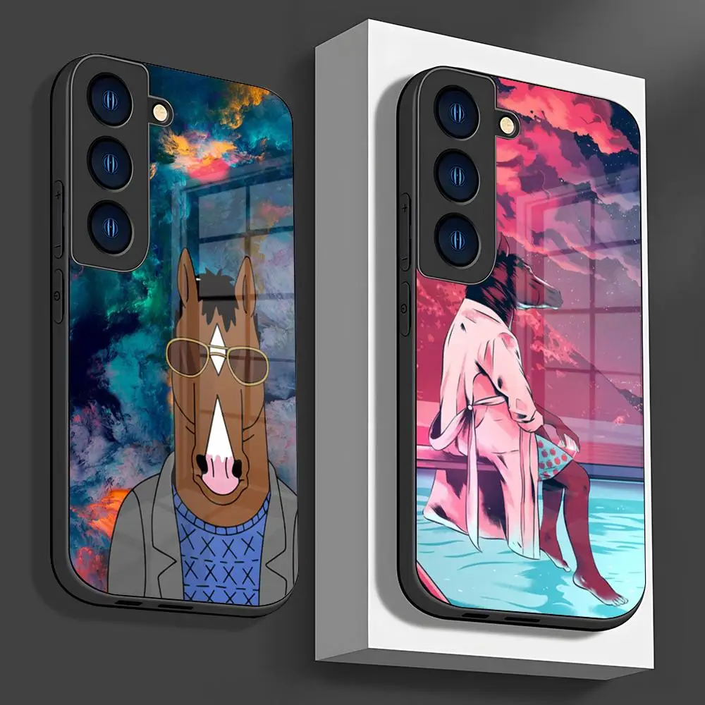 B-BoJack Horseman Phone Case Glass Shell For Samsung A14 A31 A12 A21 A34 A52 A71 A20 A51 A40 A32 A72 A30 A54 Cover