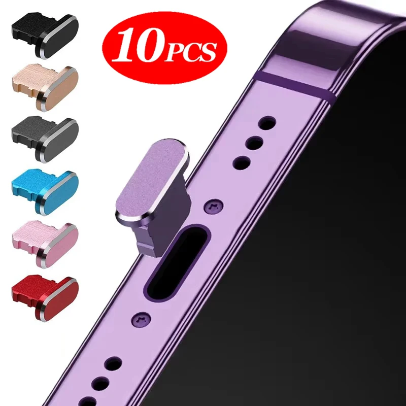 

2-10 шт. металлические заглушки от пыли из алюминиевого сплава для зарядного порта iPhone 14 13 12 Pro Max Plus, защитные заглушки от пыли, аксессуары для телефонов