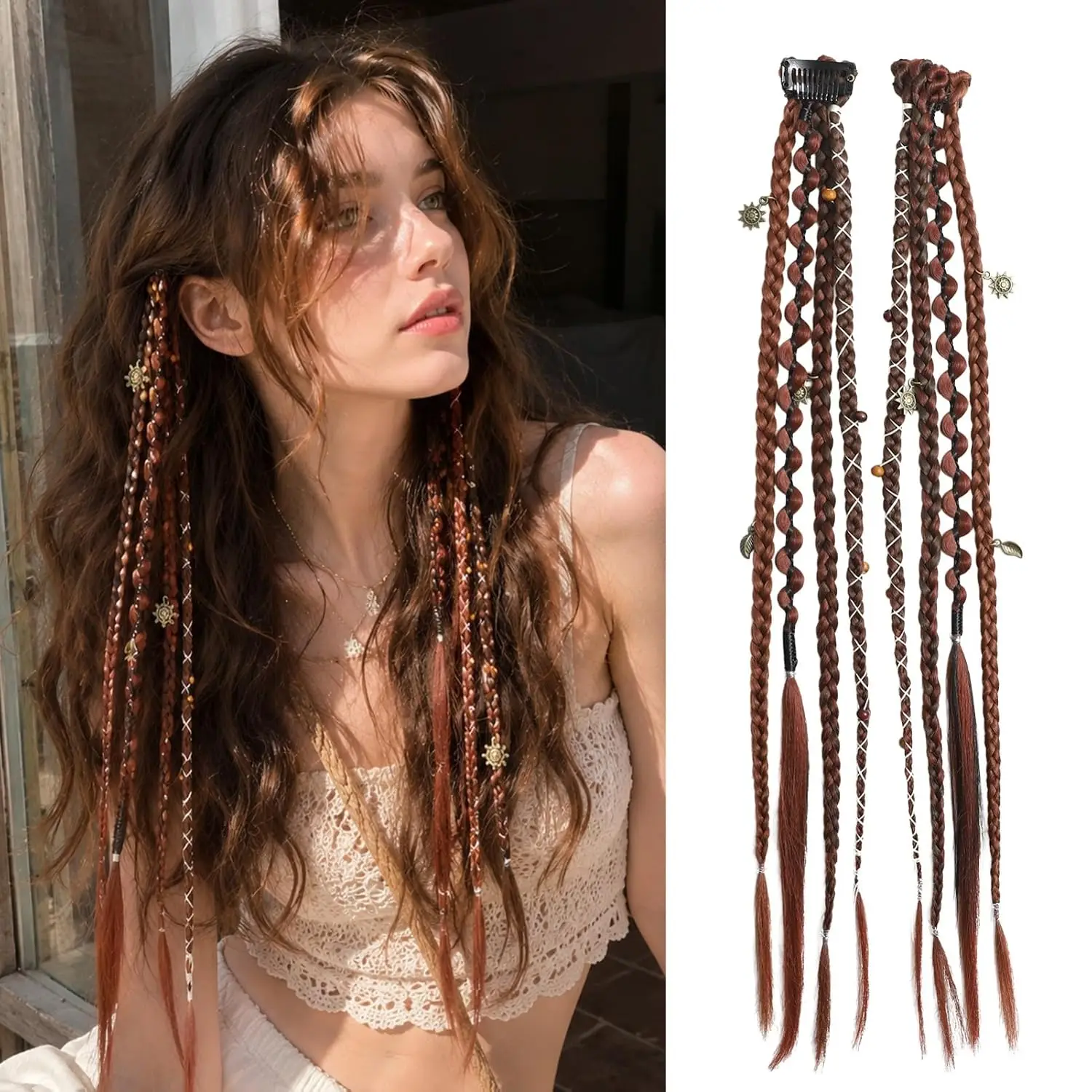 Bohemian Style Small Fried Dough Twists Braid Hairpiece Female Wig Braid BB Clip Style Hot Girl Boxing Braid