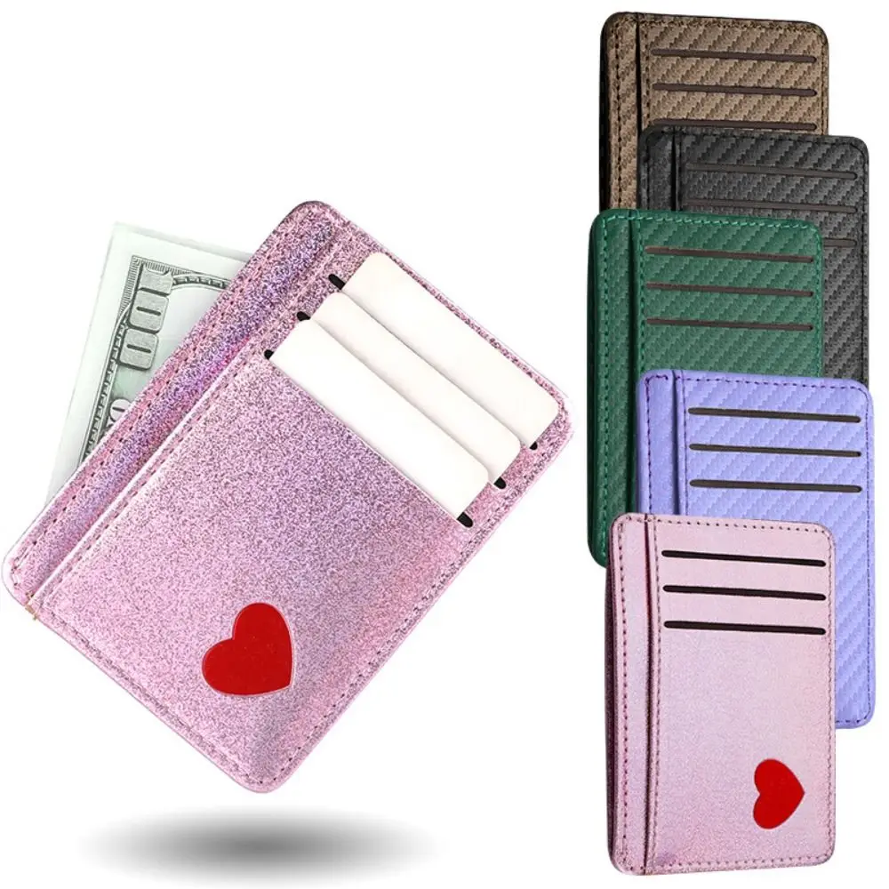 แฟชั่น PU หนังผู้ถือบัตร 5 สีบางเฉียบกระเป๋าหลายกระเป๋ากระเป๋าเหรียญผู้ชายผู้หญิง