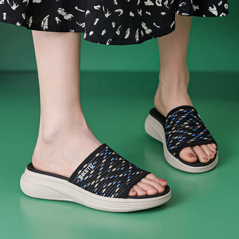 Ciabatte da donna con cinturino singolo, ultraleggere, comode, antiscivolo, adatte per viaggi all'aperto, spiaggia, suola spessa, tacco a zeppa.