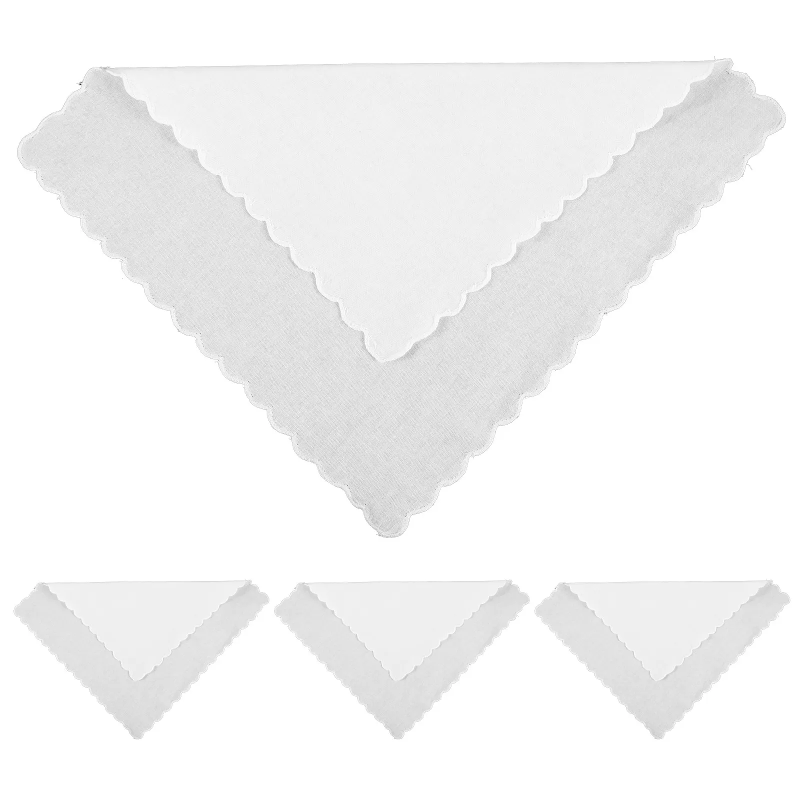4Sheets Hand-Painted Square Kerchief Cotton Handkerchiefs Ideal for DIY Embroidery Tie-Dye Drawing White Fabric Craft