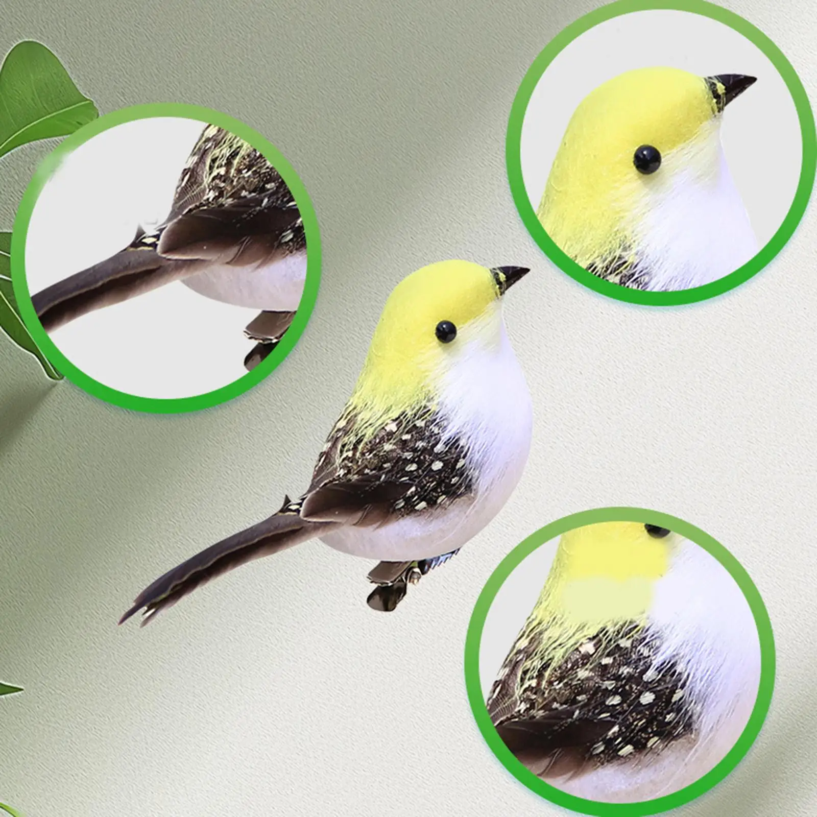 Realistic Fake Birds Branch Decoration Foam Feather Crafts Birds for Festival Parties Garden and Home Arrangements