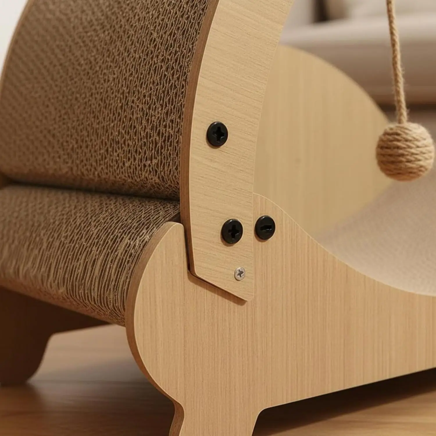 Cat Scratching Board Cat Scratcher Bed Lounge Furniture with Corrugated Cardboard and Wood Stable Base Protects Furniture Suitab