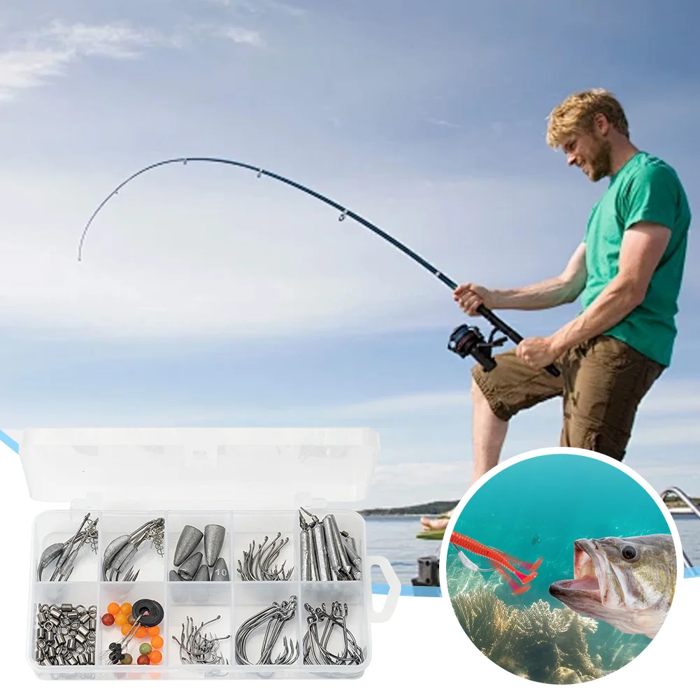 123 قطعة الأوزان السنانير يدور الطقات مجموعة مع صندوق الصيد قطرة النار الأوزان تلاعب عدة الصيد الغطاسون عدة ل باس بايك جثم Pesca #1