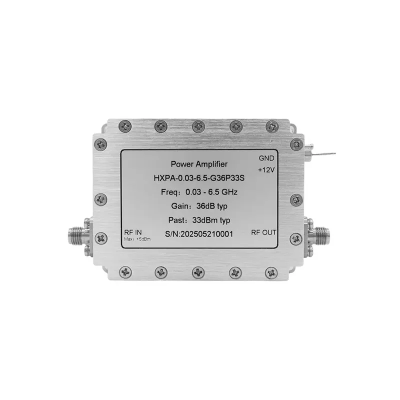 

30MHz - 6.5GHz Ultra-wide Band 36dB 2W RF Power Amplifier High Quality RF Accessory with S MA Female Connector